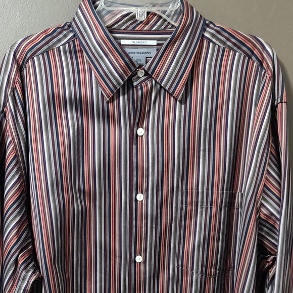Johnston and Murphy Tailored Fit striped long sleeve button down SIZE XXL - Picture 1 of 4